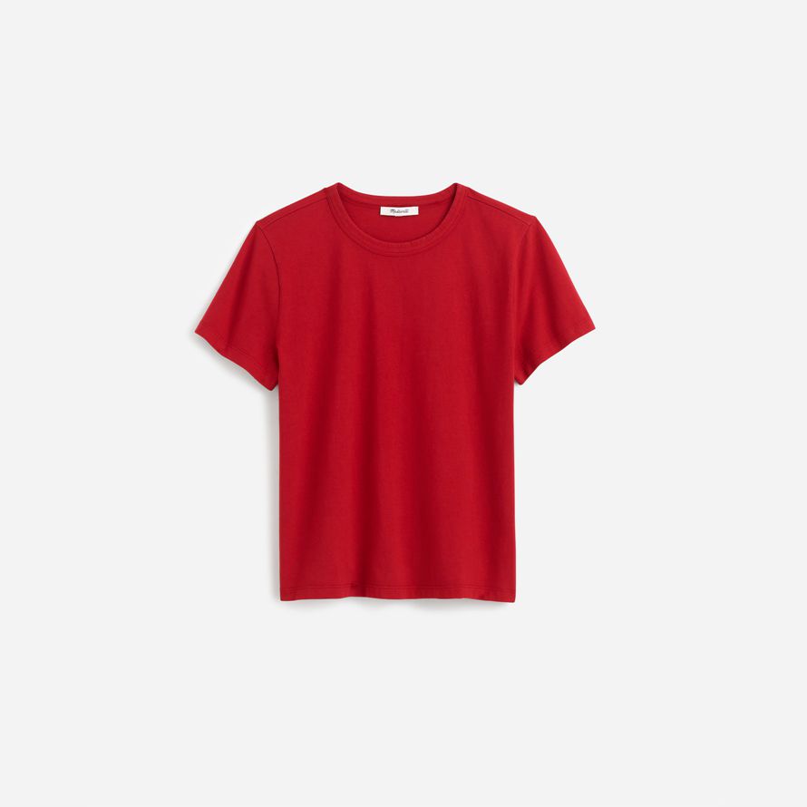 red madewell cotton perfekte crewneck frauen t-shirts