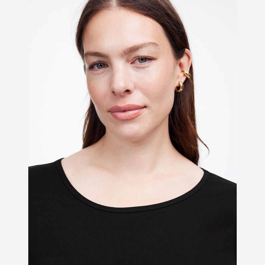 black womens madewell regenerative baumwolle gerippte mütze-langarm-t-shirts