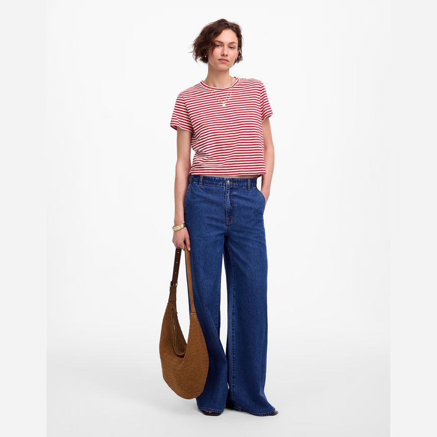 rot weiß damen madewell slub boxy-ernte-t-shirts