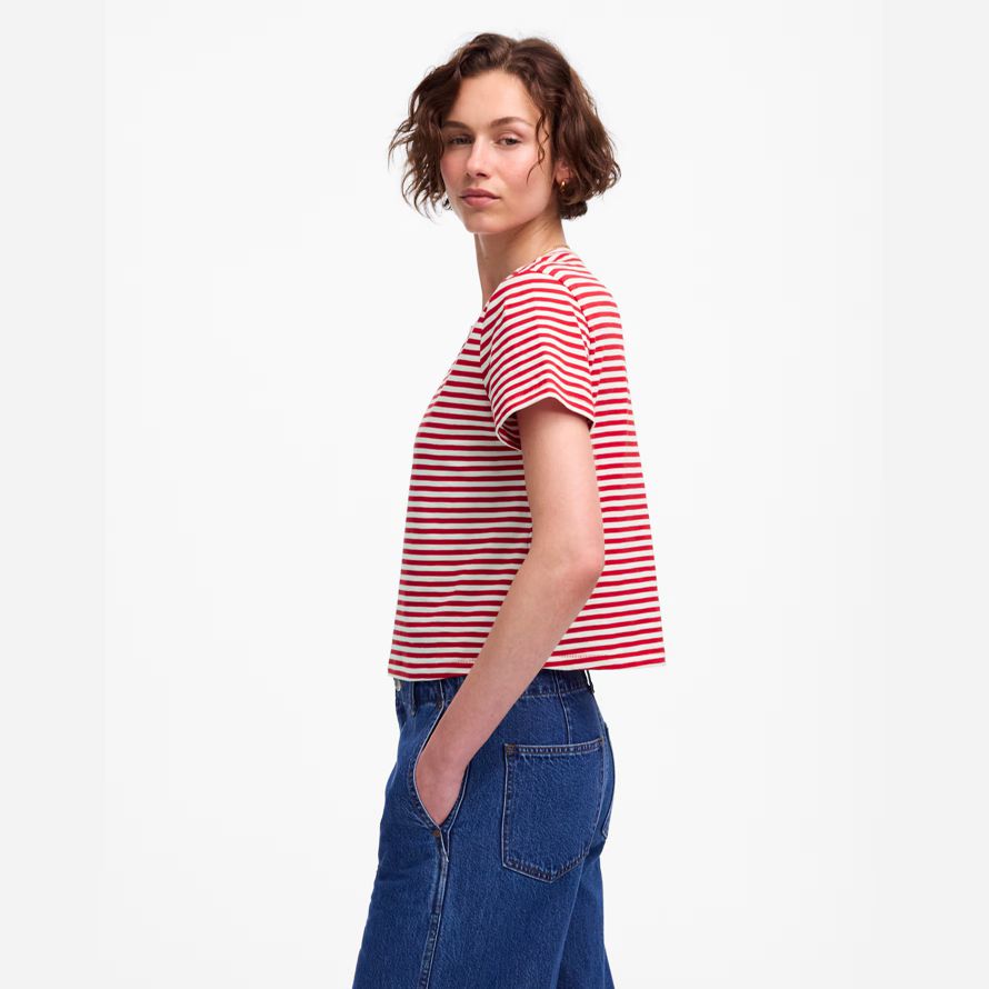 rot weiß damen madewell slub boxy-ernte-t-shirts