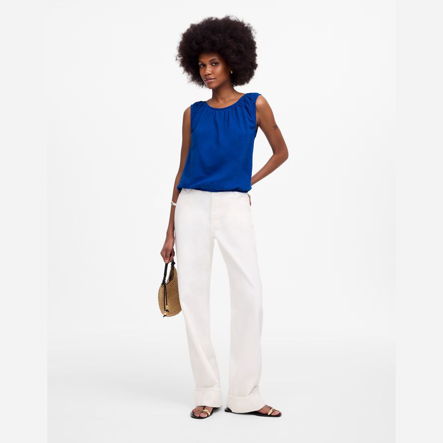 madewell boatneck bubble womens t-shirts blau