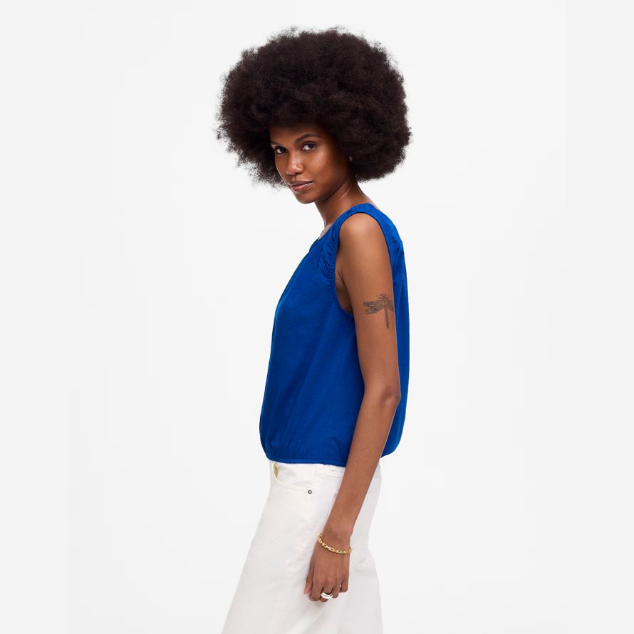 madewell boatneck bubble womens t-shirts blau