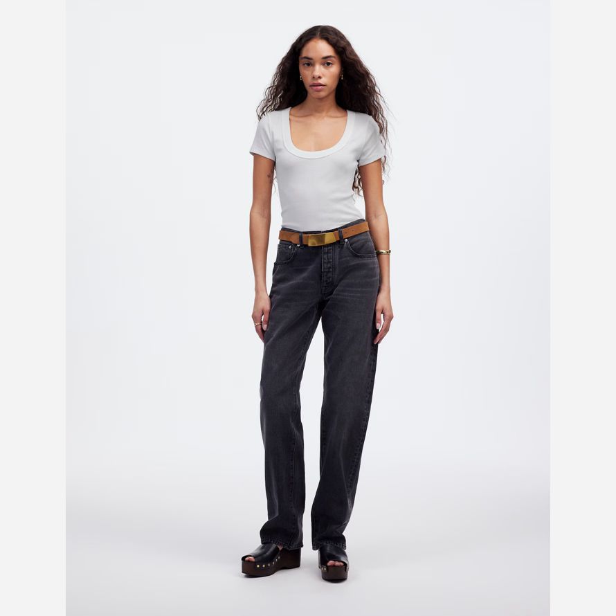 damen madewell regenerative baumwolle gerippte scoopneck t-shirts weiß