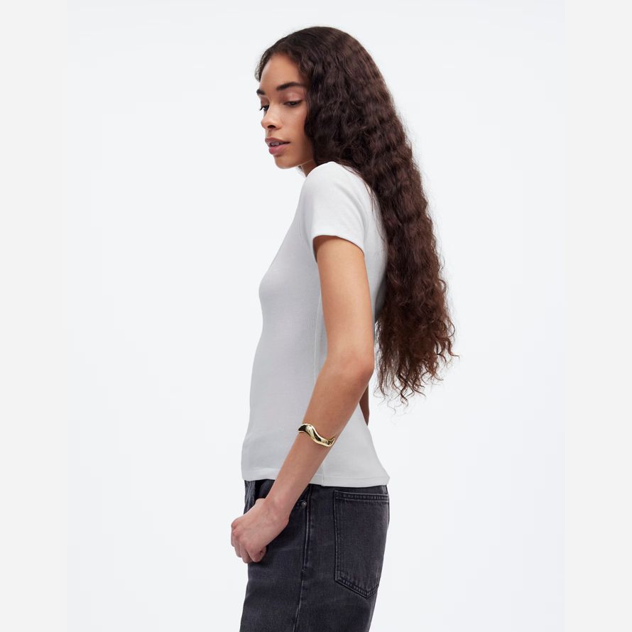 damen madewell regenerative baumwolle gerippte scoopneck t-shirts weiß