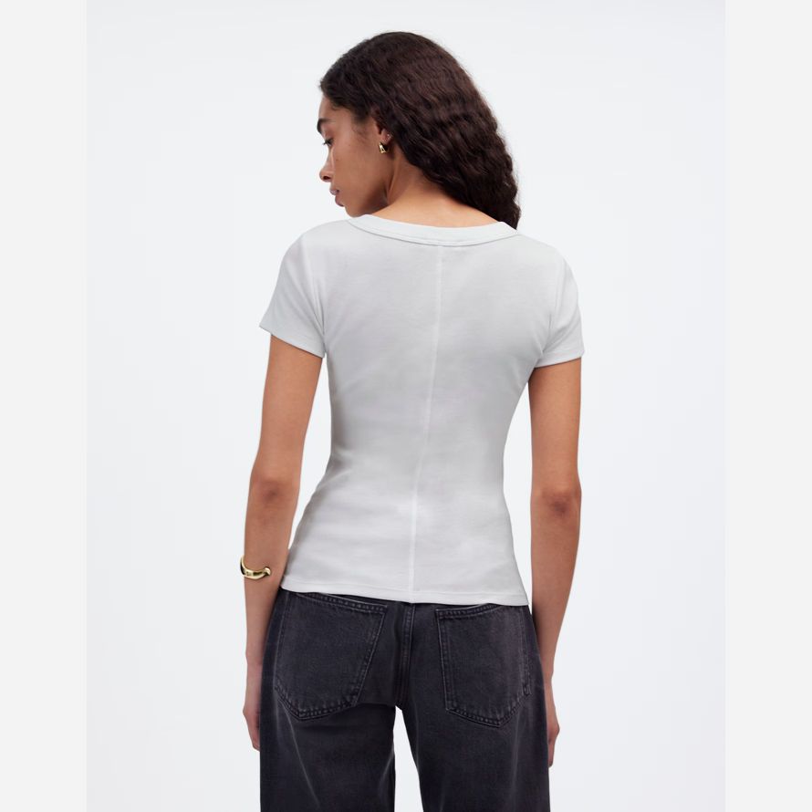 damen madewell regenerative baumwolle gerippte scoopneck t-shirts weiß