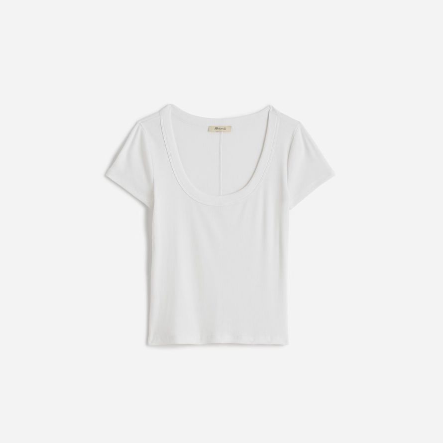 damen madewell regenerative baumwolle gerippte scoopneck t-shirts weiß