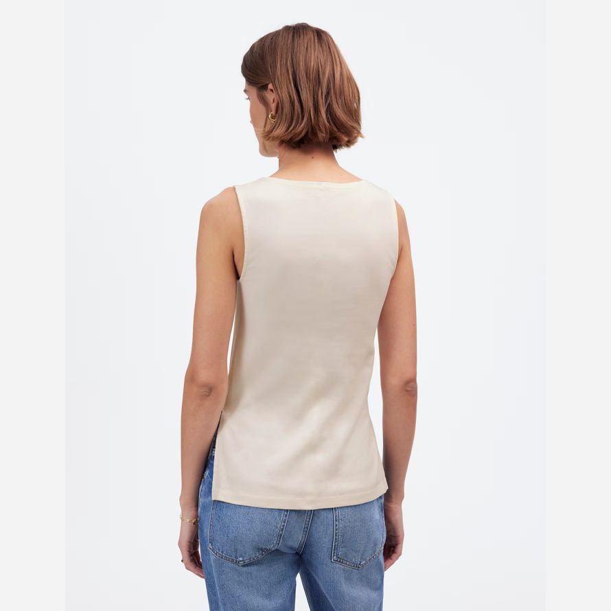 madewell sleeveless boatneck side slit womens t-shirts-creme