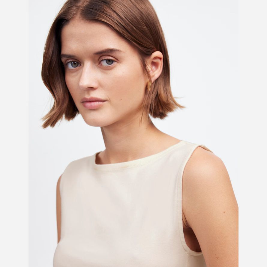 madewell sleeveless boatneck side slit womens t-shirts-creme