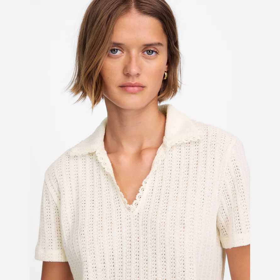 madewell crochet-knit v-neck sweater womens t-shirts-creme