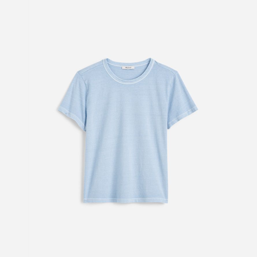light blue womens madewell cotton perfekte crewneck t-shirts