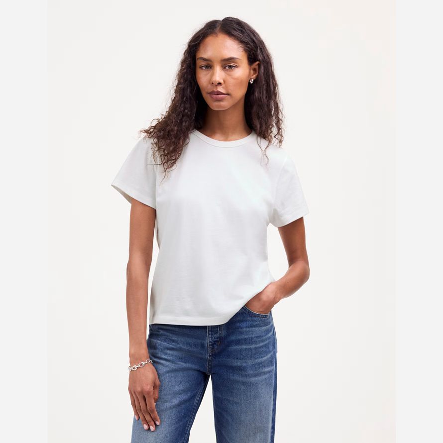 weiß damen madewell cotton perfekte crewneck t-shirts