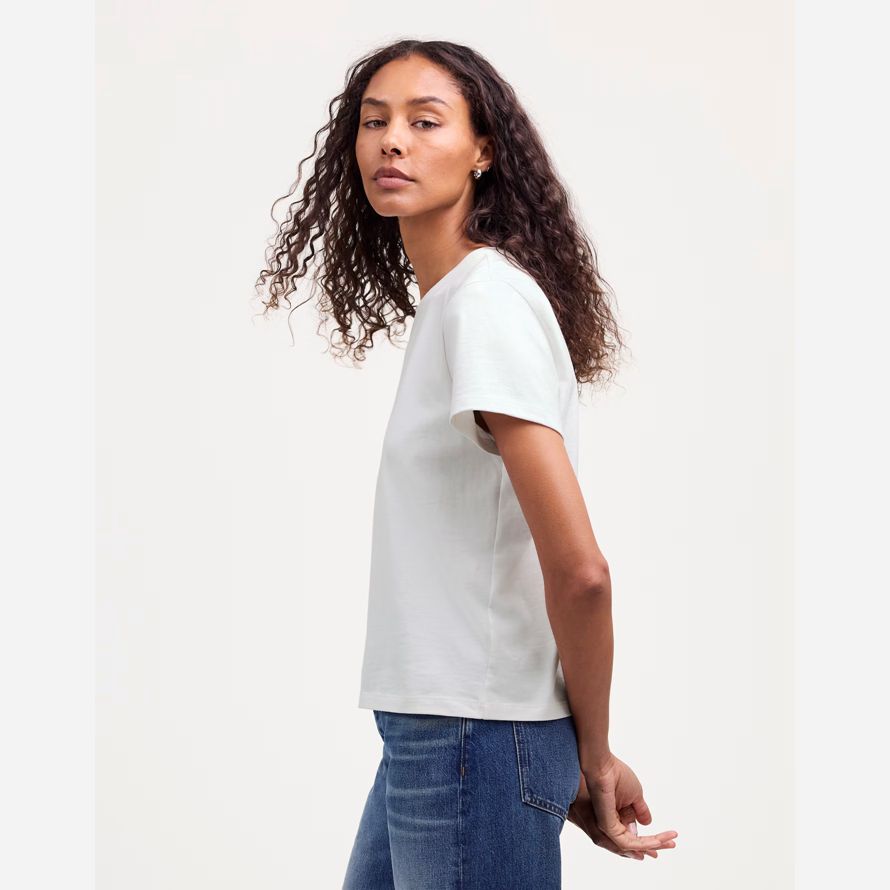 weiß damen madewell cotton perfekte crewneck t-shirts