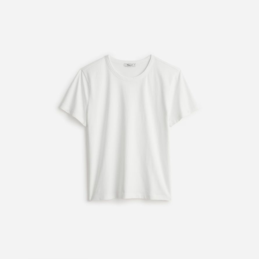 weiß damen madewell cotton perfekte crewneck t-shirts