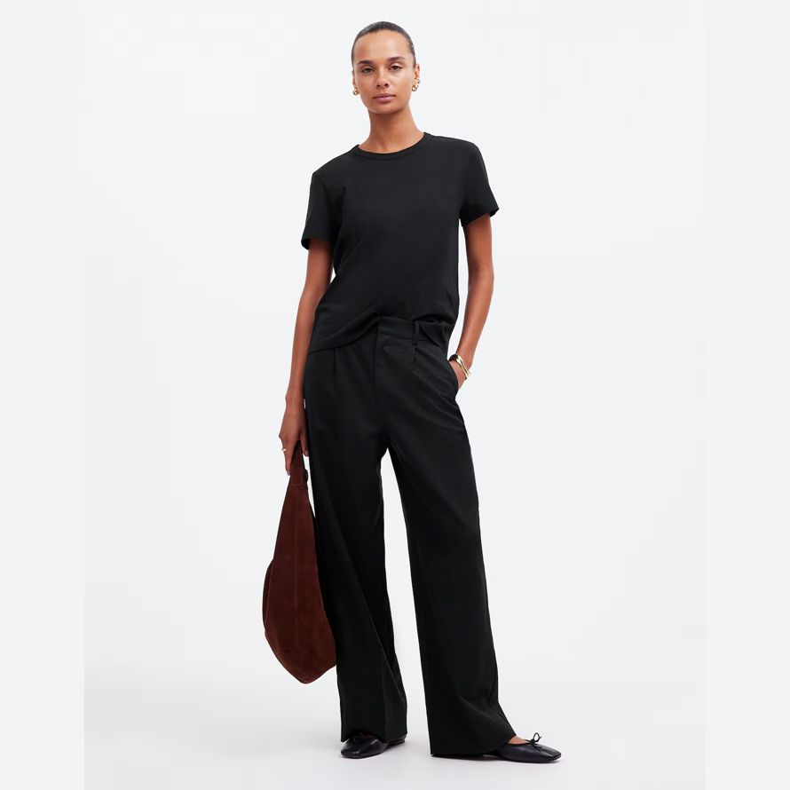 black womens madewell cotton perfekte crewneck t-shirts