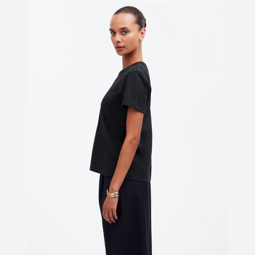 black womens madewell cotton perfekte crewneck t-shirts