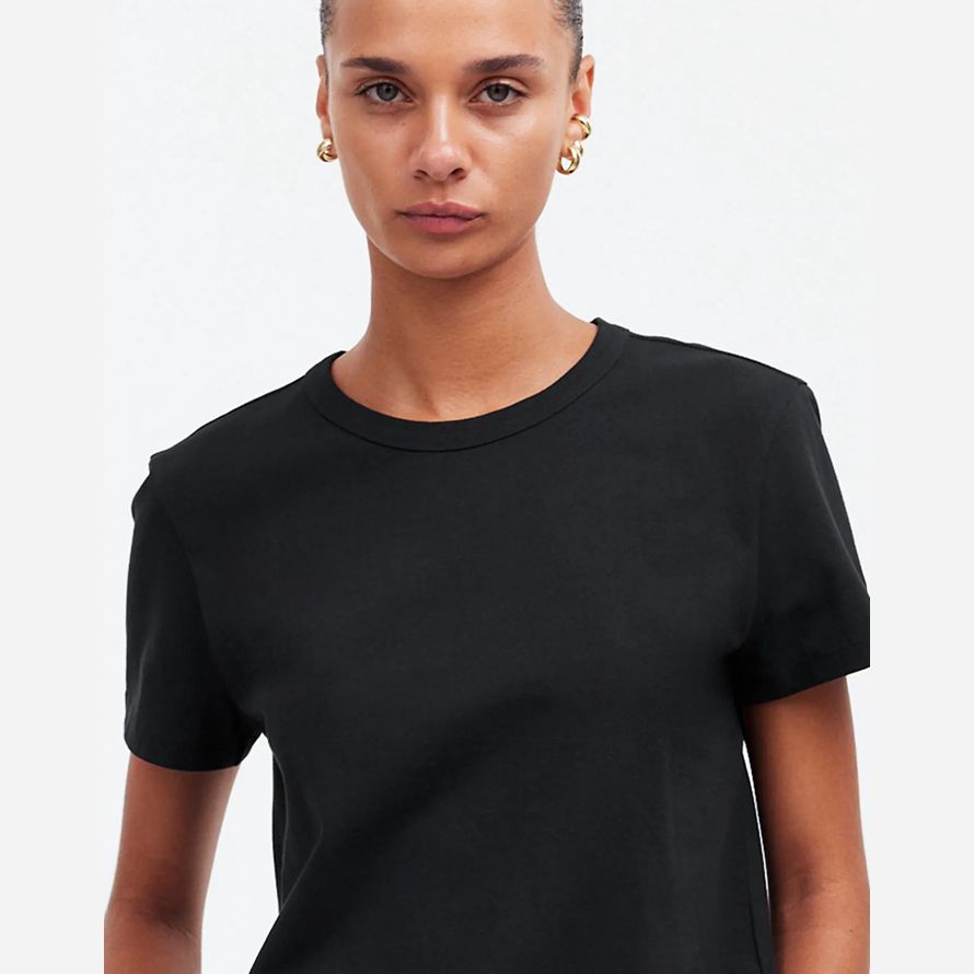 black womens madewell cotton perfekte crewneck t-shirts