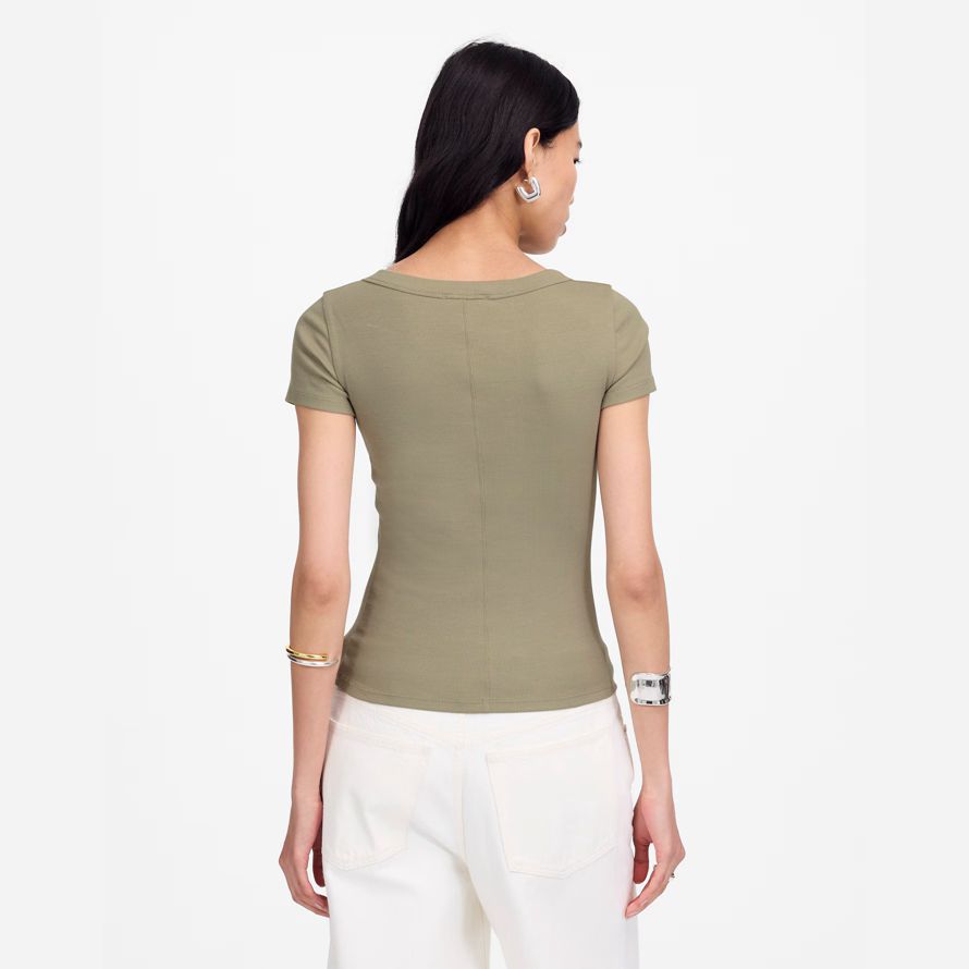 olive madewell regenerative baumwolle gerippte scoopneck womens t-shirts