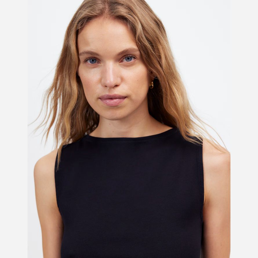 schwarz madewell sleeveless boatneck side slit womens t-shirts