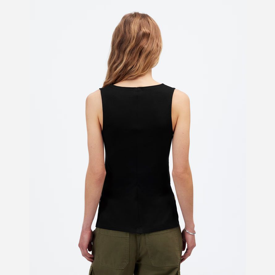 schwarz madewell sleeveless boatneck side slit womens t-shirts