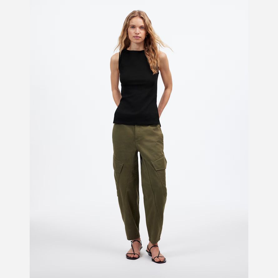 schwarz madewell sleeveless boatneck side slit womens t-shirts