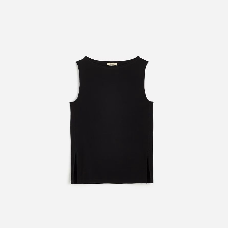 schwarz madewell sleeveless boatneck side slit womens t-shirts