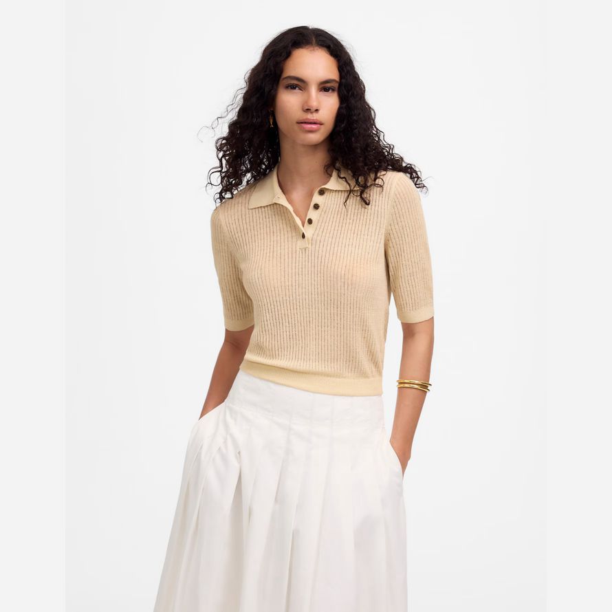creme madewell kurzarm-polo-pullover womens t-shirts