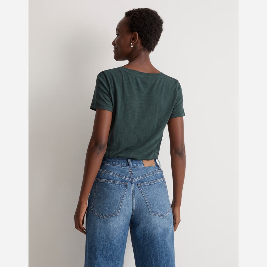 madewell whisper cotton v-neck damen t-shirts dark grün