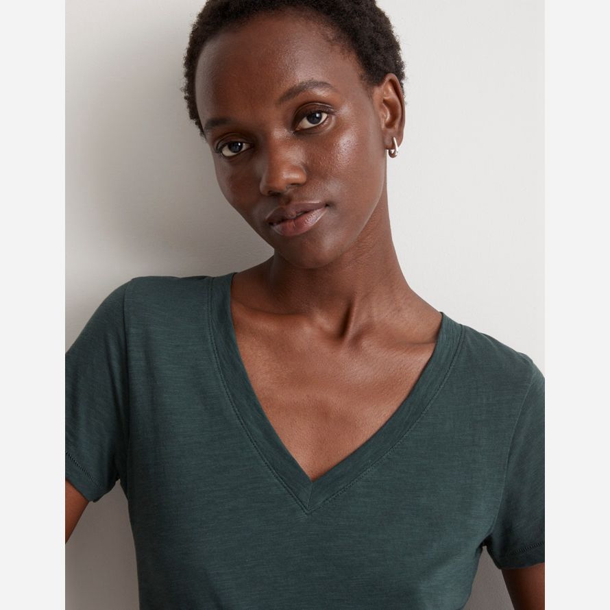 madewell whisper cotton v-neck damen t-shirts dark grün