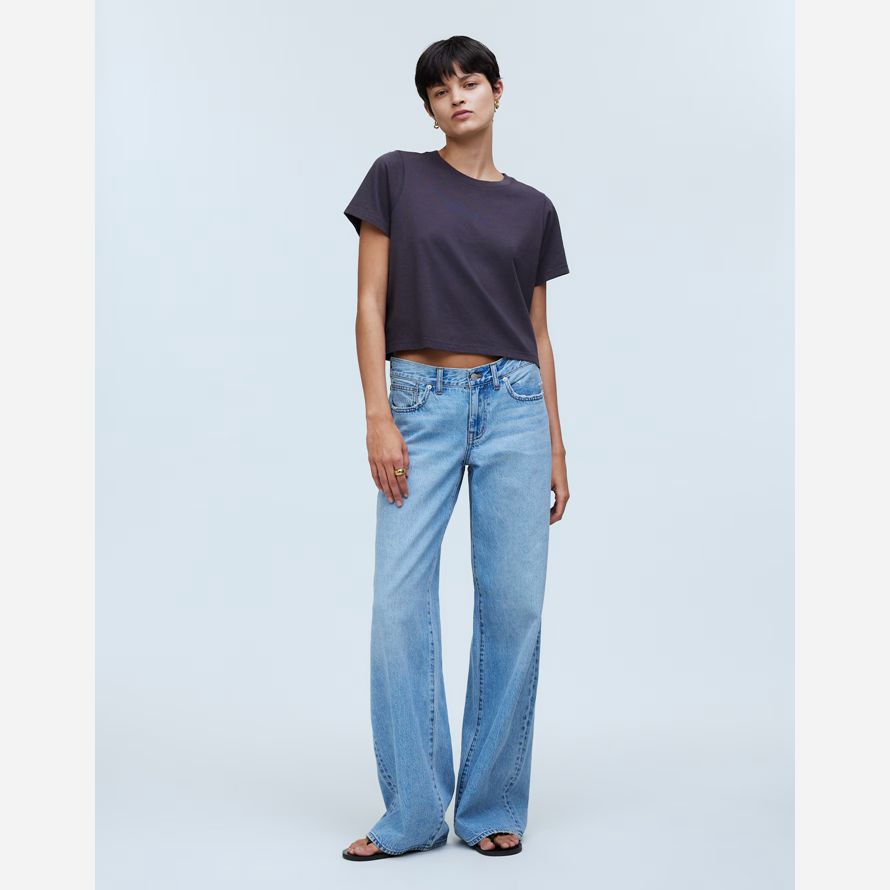 madewell softfade baumwolle boxy-ernte frauen t-shirts navy