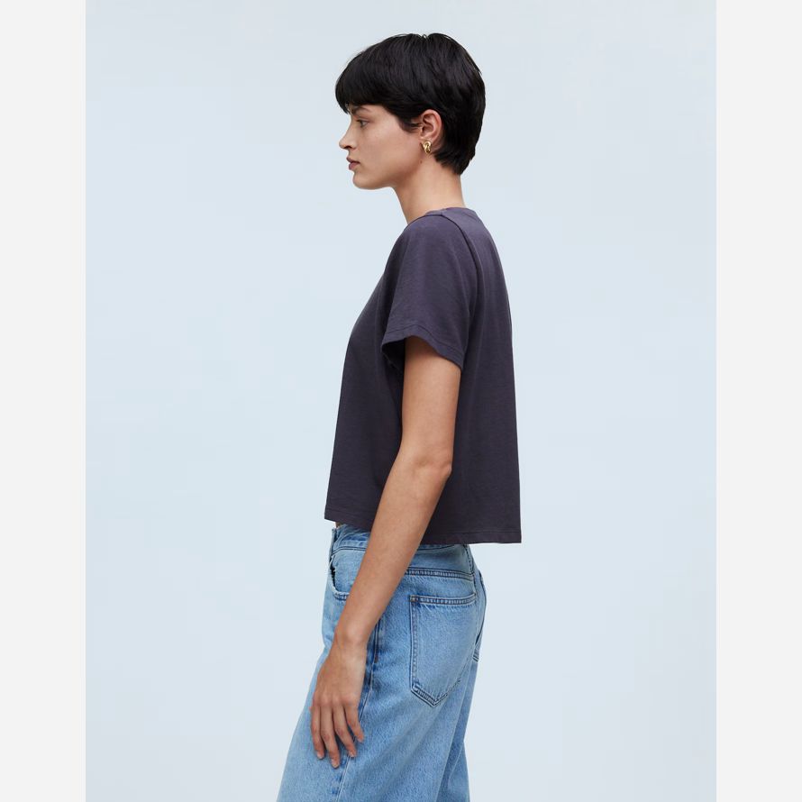 madewell softfade baumwolle boxy-ernte frauen t-shirts navy