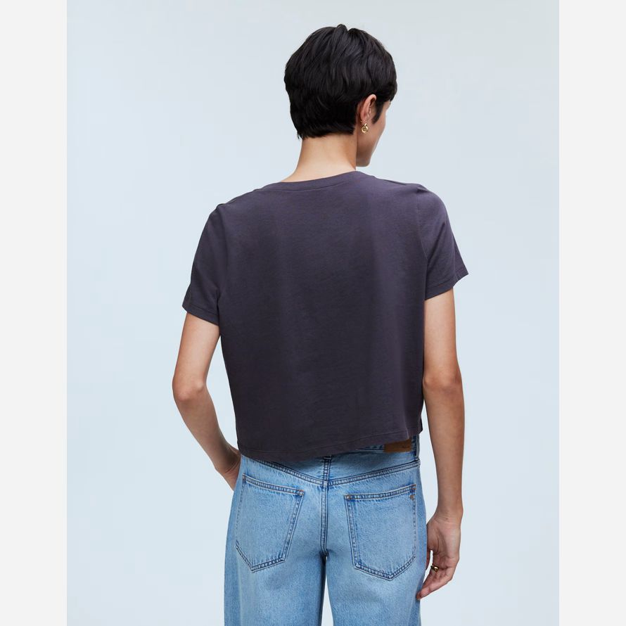 madewell softfade baumwolle boxy-ernte frauen t-shirts navy