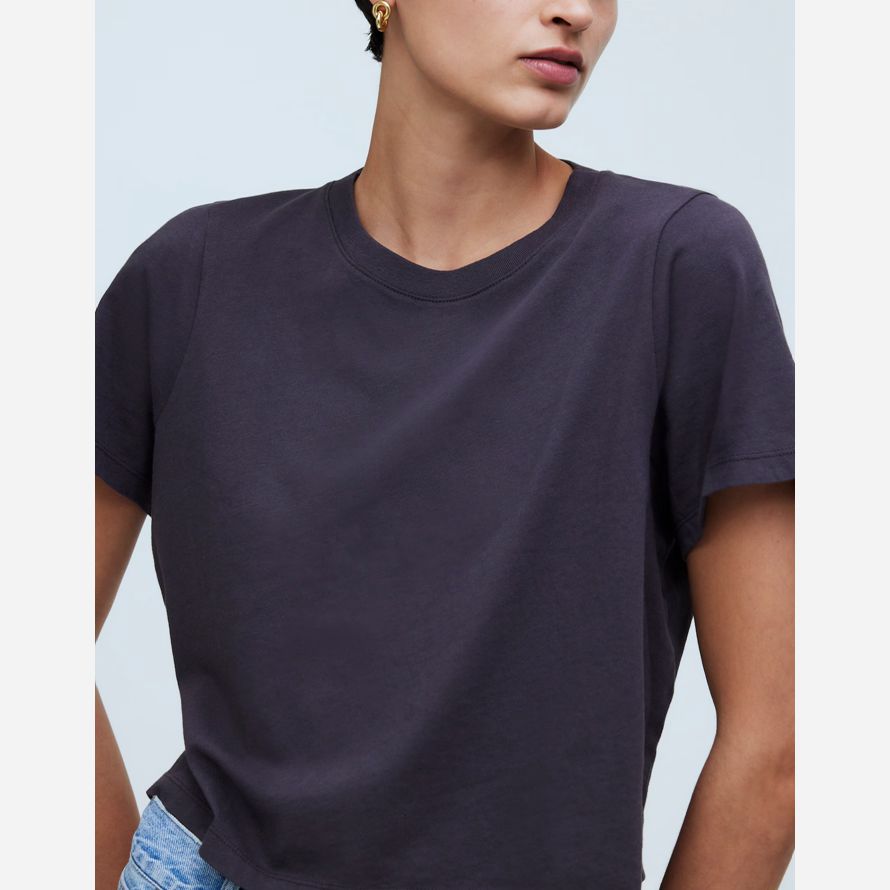 madewell softfade baumwolle boxy-ernte frauen t-shirts navy