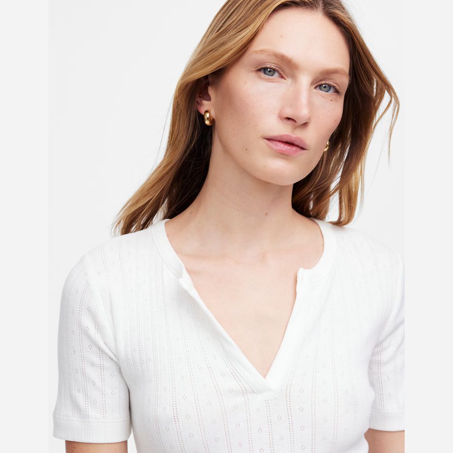 weiße madewell pointelle-notch-neck womens t-shirts
