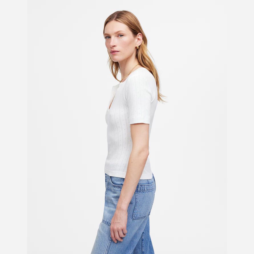 weiße madewell pointelle-notch-neck womens t-shirts