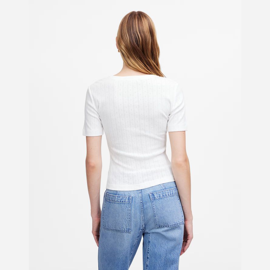 weiße madewell pointelle-notch-neck womens t-shirts