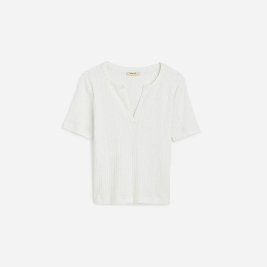 weiße madewell pointelle-notch-neck womens t-shirts