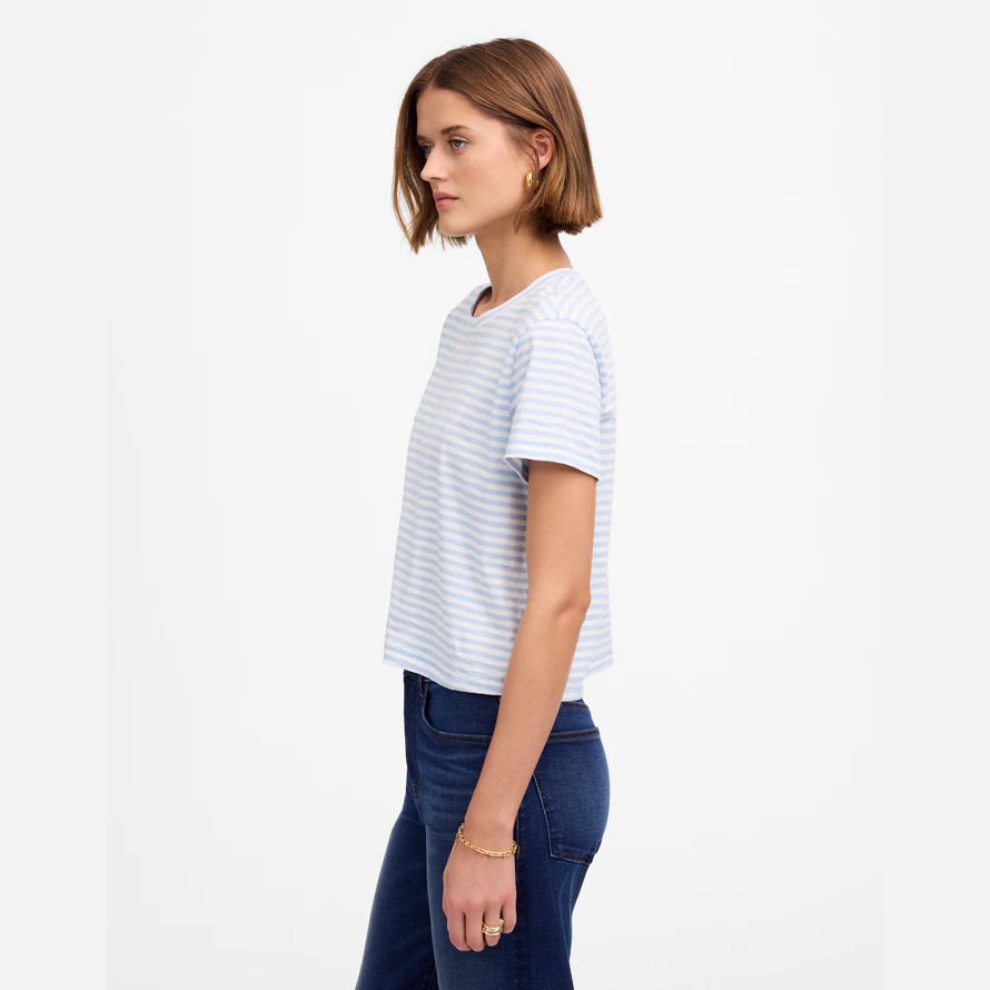 madewell slub boxy-ernte frauen t-shirts light blue white