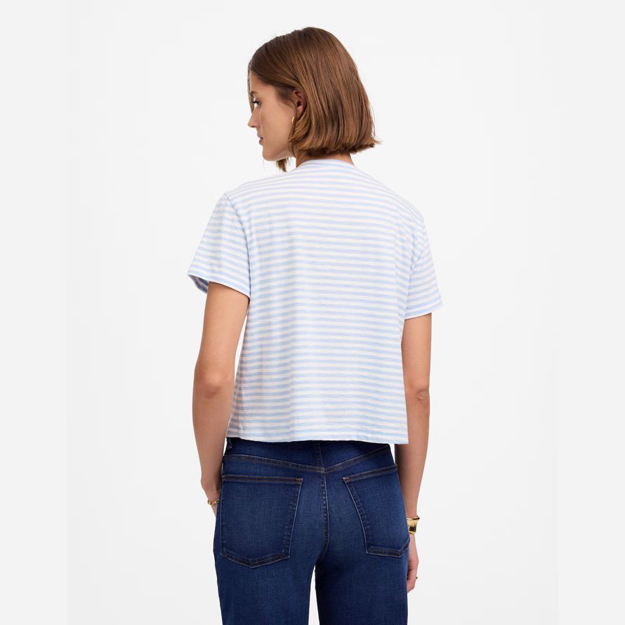 madewell slub boxy-ernte frauen t-shirts light blue white