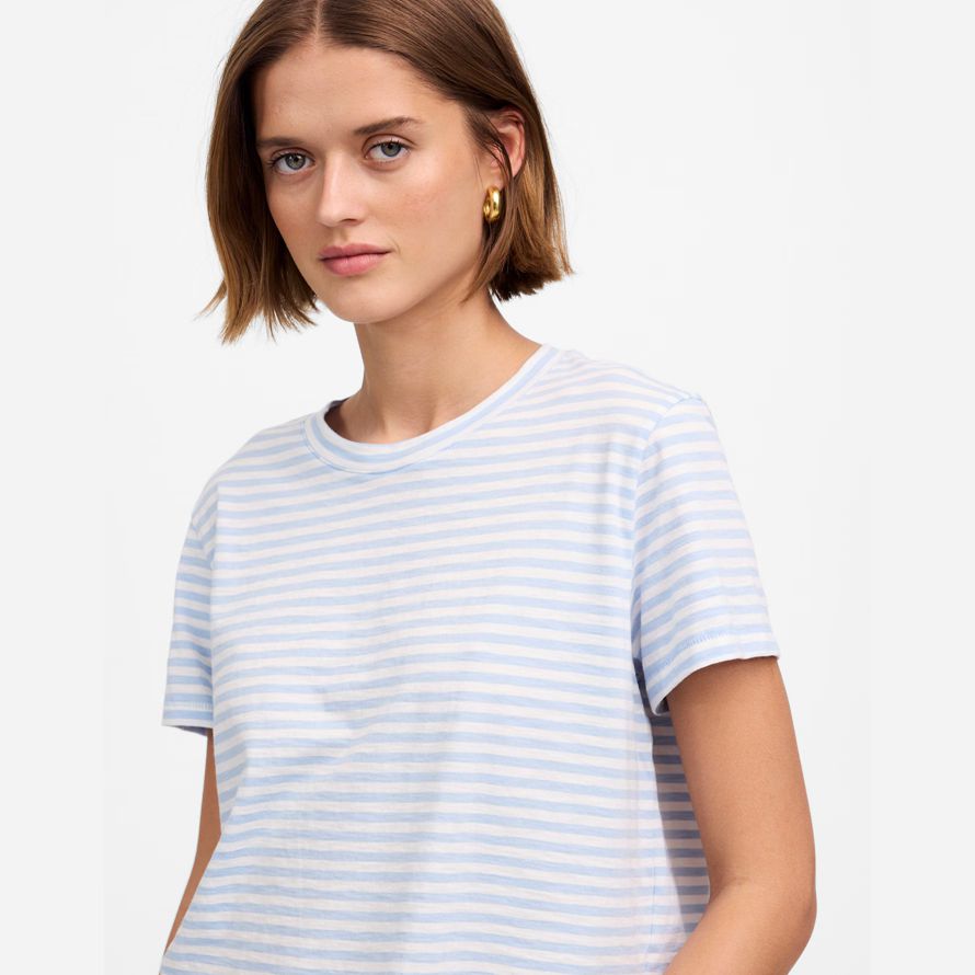 madewell slub boxy-ernte frauen t-shirts light blue white