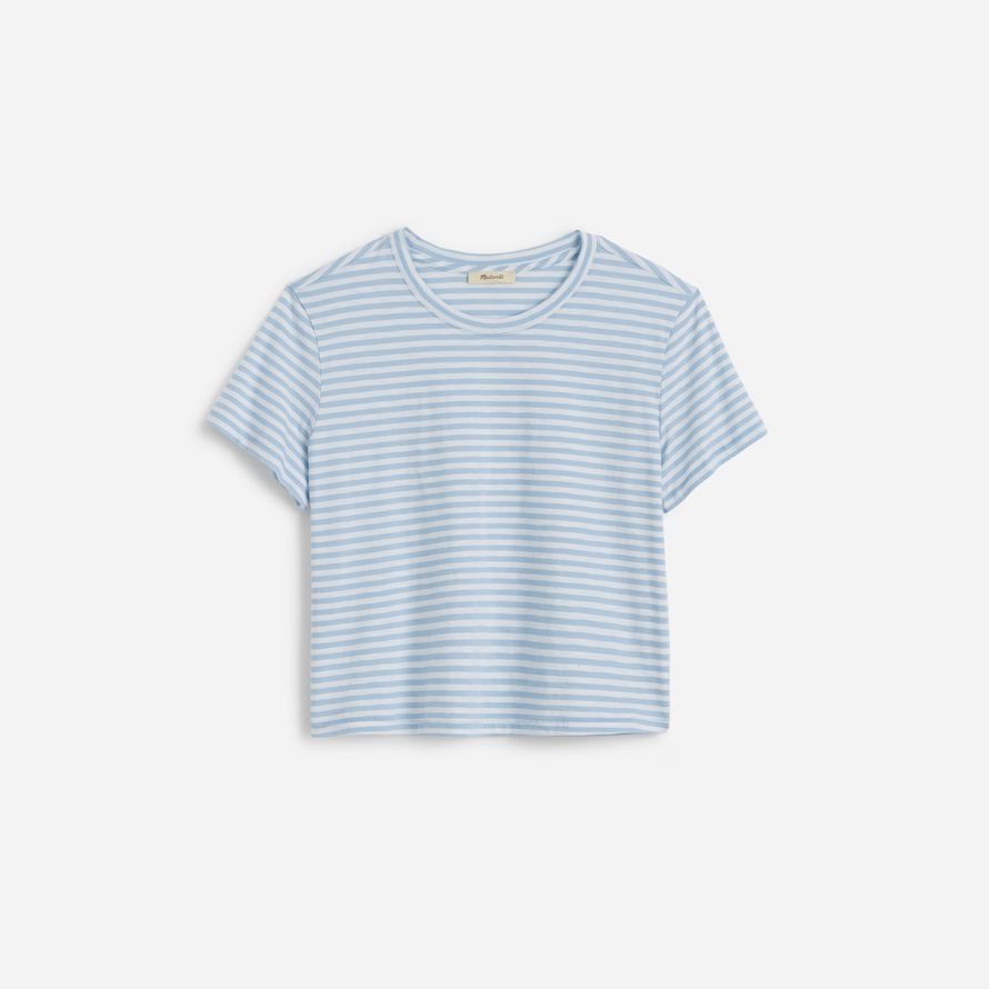 madewell slub boxy-ernte frauen t-shirts light blue white