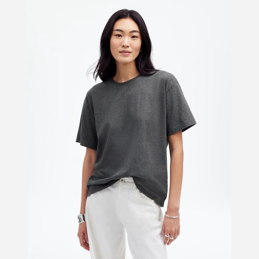 damen madewell cotton relaxed oversized t-shirts dark grey