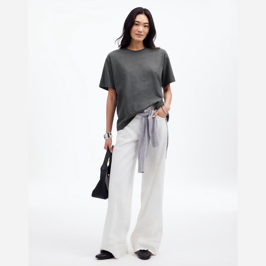 damen madewell cotton relaxed oversized t-shirts dark grey