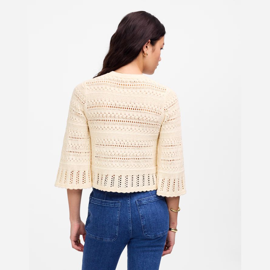madewell scalloped trim pullover frauen t-shirts beige