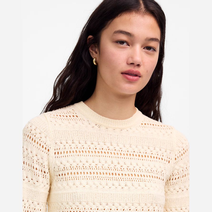 madewell scalloped trim pullover frauen t-shirts beige