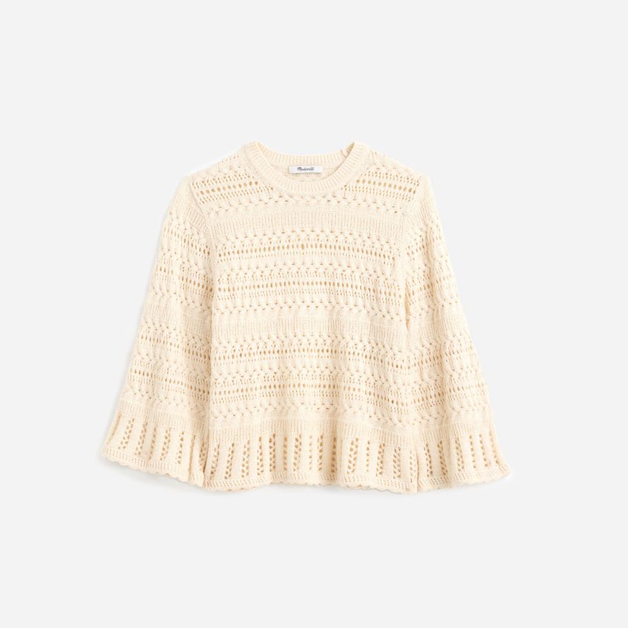 madewell scalloped trim pullover frauen t-shirts beige