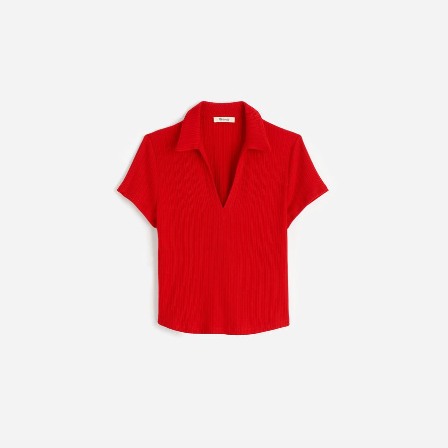 madewell ribbed v-neck polo womens t-shirts rot