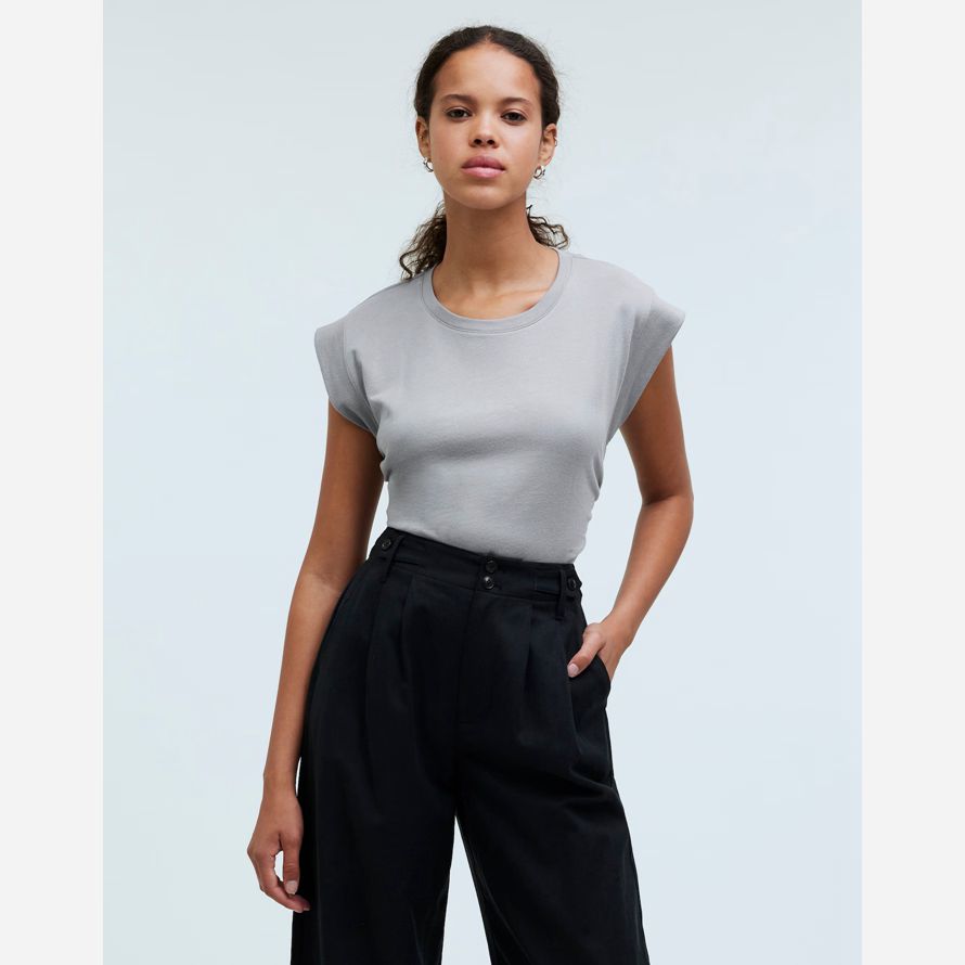 madewell seite-cinch muskel frauen t-shirts grau