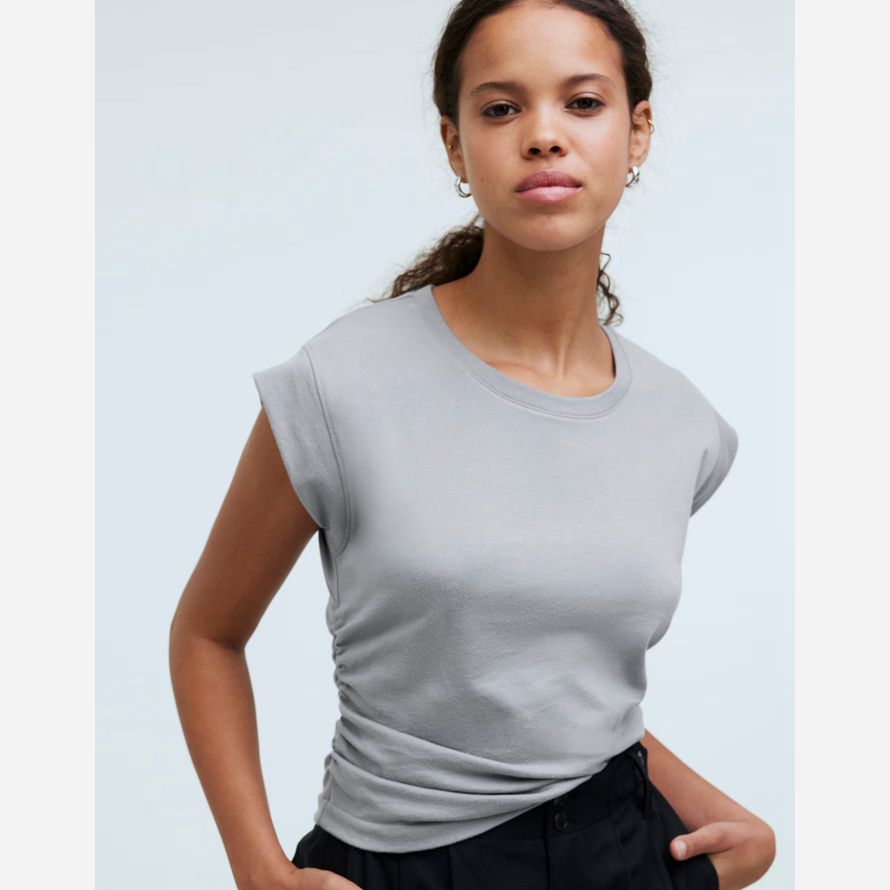 madewell seite-cinch muskel frauen t-shirts grau