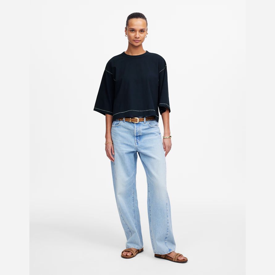 madewell wide-sleeve boxy damen t-shirts navy