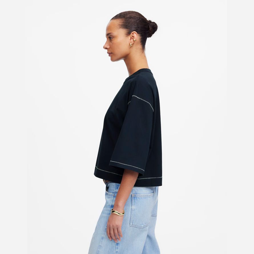 madewell wide-sleeve boxy damen t-shirts navy